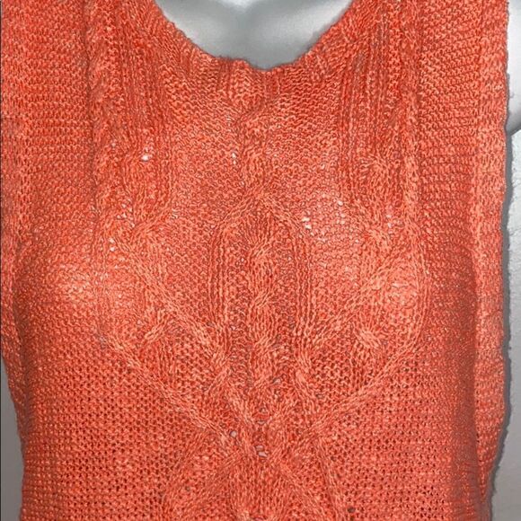 TOBI Neón Orange Cable Knit Tank Top-S - Picture 2 of 6